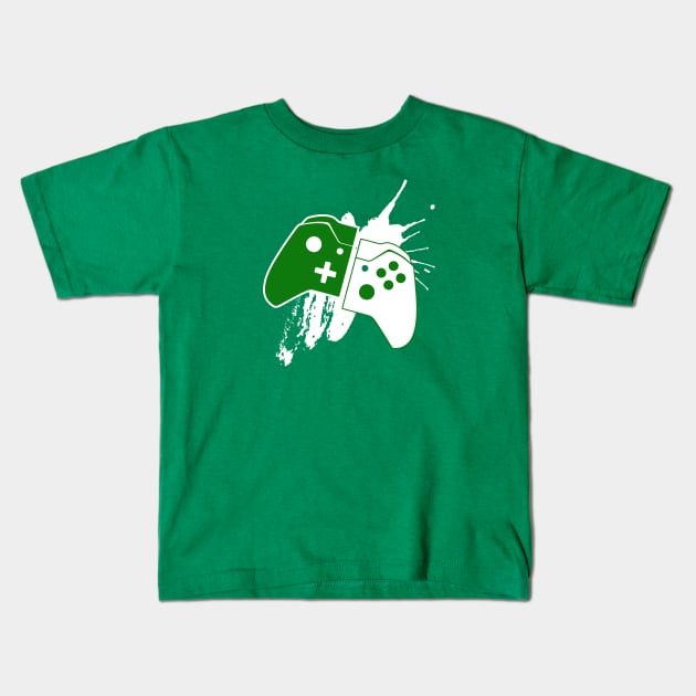 Xbox Control Paint Splash Kids T-Shirt by damienmayfield.com